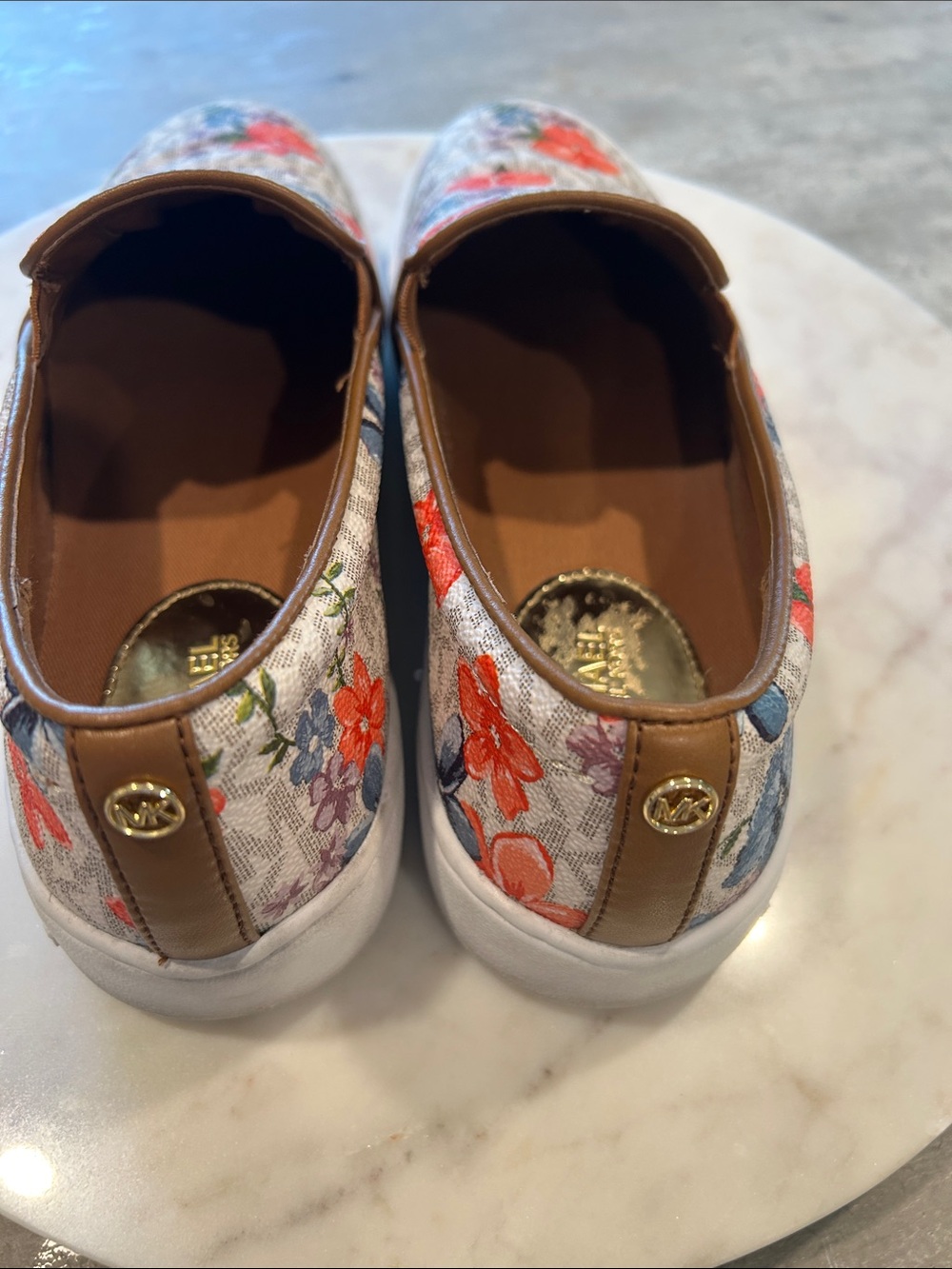 Michael Kors Floral Slip-On Sneakers in Beige and Orange - Picture 7 of 11